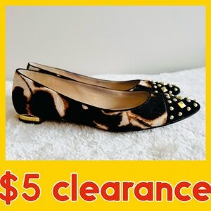 NINE WEST Pointed Toe Leopard Giraffe Cheetah Flats Size 6.5